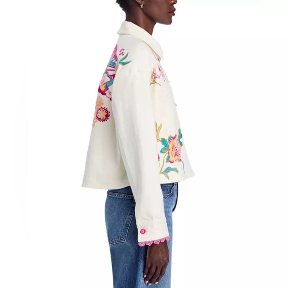 Johnny Was Crochet Cropped Denim Jacket - Picture 3 of 15